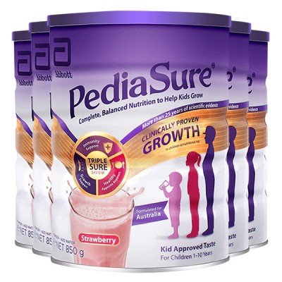 【新西兰直邮】PediaSure 雅培小安素儿童帮助奶粉草莓味 1-10岁 孩子长高 850g 6罐装